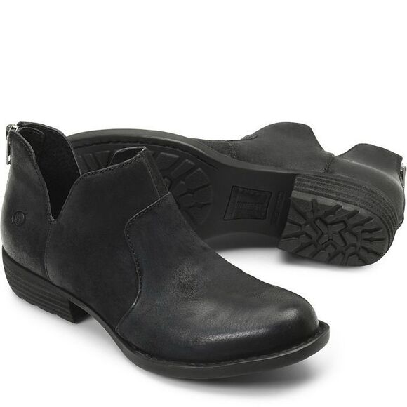 Born Kerri Booties Sz 6 Distressed Black Suede Ankle Zip Comfort New Boots - Picture 1 of 14